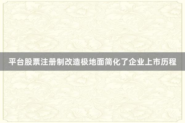 平台股票注册制改造极地面简化了企业上市历程