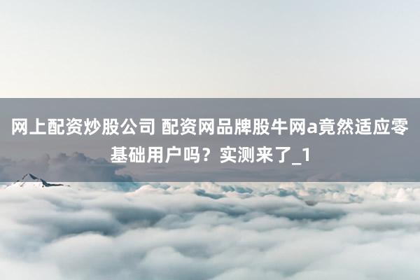 网上配资炒股公司 配资网品牌股牛网a竟然适应零基础用户吗？实测来了_1