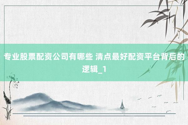 专业股票配资公司有哪些 清点最好配资平台背后的逻辑_1